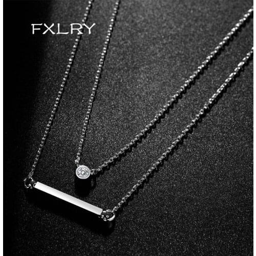 FXLRY New Design Personality White Color Cubic Zircon Geometric Necklaces For Gril To Gift Jewelry