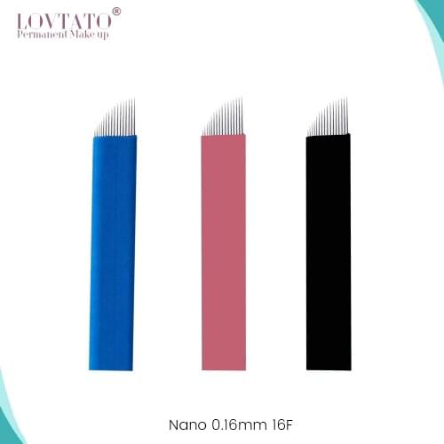 Diameter 0.16MM 16F Tattoo Agulhas Pink Black Blue Microblading Needles 16Flat With LOT NO.Exp Date Micro Blades For Tebori Pen