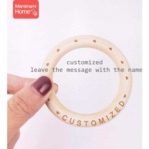 50pc Baby Teether Maple Wooden Ring 70*10mm Custome Baby Name DIY Baby Teething Bracelets Necklace Childrens Goods Nurse Gifts
