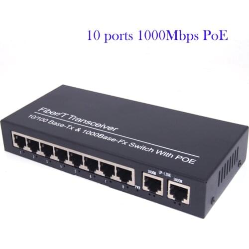 POE Switch 10 ports 1000M Gigbit(8 ports POE+2 ports Uplink) POE Switch for POE IP cameras wireless AP power IEEE 802.3af(15.4W)