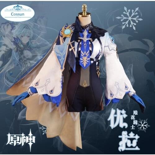 Genshin Impact Eula Cosplay Costume Carnival Halloween Outfit Women Jumpsuit Wigs Role Play Clothing Full Set