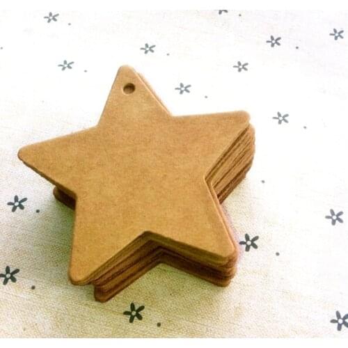 Kraft/ Black/ White 500pcs/lot Size 6*6cm New Lovely Star Shape DIY Gift Tag/Hang Tag /Blank Candy Tag With Rope
