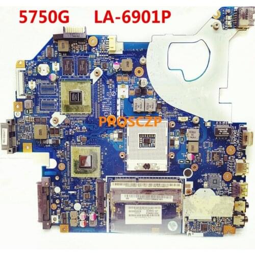 Free shipping For 5750 5750G 5755 5755G Laptop motherboard P5WE0 LA-6901P With 1 GB PGA989 HM65 GT520M DDR3 100% working well