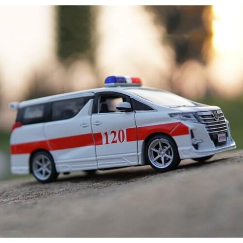 3 Colors High Simulation Ambulance Hospital Rescue Metal Cars Model Pull Back With Sound and Light Alloy Diecast Car ToysV150