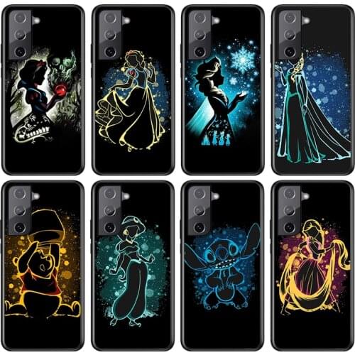 Disney Princess For Samsung Galaxy S21 S20 FE S10e S10 S9 S8 S7 S6 Ultra Plus Lite 5G Edge Black Soft Phone Case