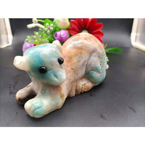 Natural quartz crystal energy belt crystal hole sky blue carving Reiki koala meditation chakra home decor healing