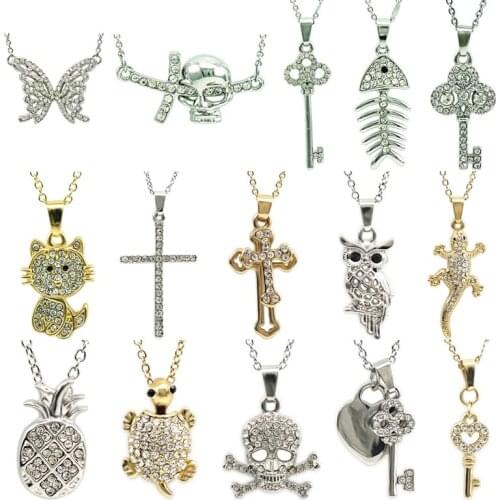 JINGLANG New Style Women Necklace Cross Pendant Rhinestone Neck Chain Necklaces Jewelry Ornaments Exquisite Trinket