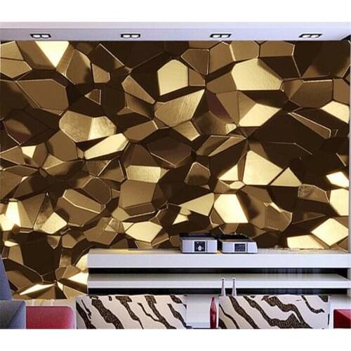 Beibehang Wallpaper Fresco Custom Living Room Bedroom Sofa Background 3d Abstract Building Space Rustic Gold Polygon Ball