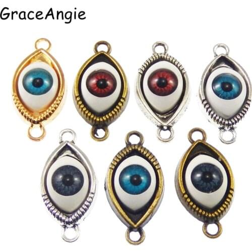 6pieces Mix 3D God Eye Evil Eyes DIY Bracelet Charms Connector Necklace Pendants 30*15mm Handmade Crafts Jewelry Makings 52623