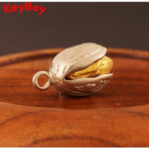 New White Copper Nut Tree Pistachios Lucky Pendants Brass Car Key Chains Rings Charms Handmade Luggage Accessories DIY Jewelry
