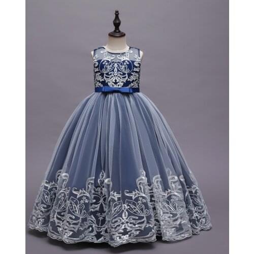 Girls Princess Puffy Long Dress for Children 3-12 Years Elegant Gradient Sequins Dress Wedding Flower Girl Lace Sleeveless Dress