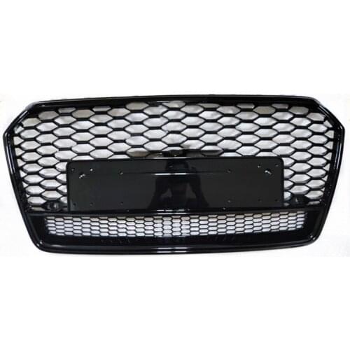 For RS7 Style Front Sport Hex Mesh Honeycomb HoodGrill Gloss Black for Audi A7/S7 2016 2017 2018 2019 CarAccessories