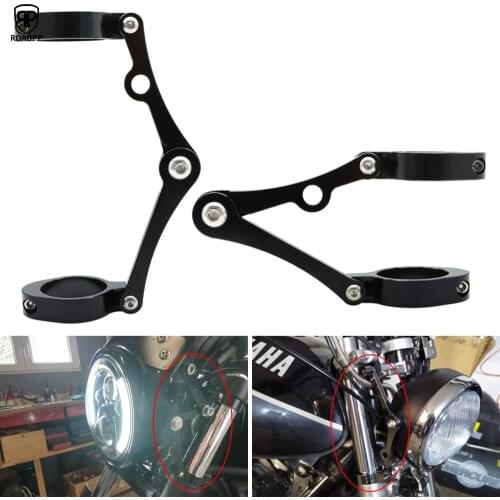 ROAOPP 39mm-41mm CNC Motorcycle Headlight Bracket Universal Adjustable Mount For Harley Cafe Racer Chopper Bobber