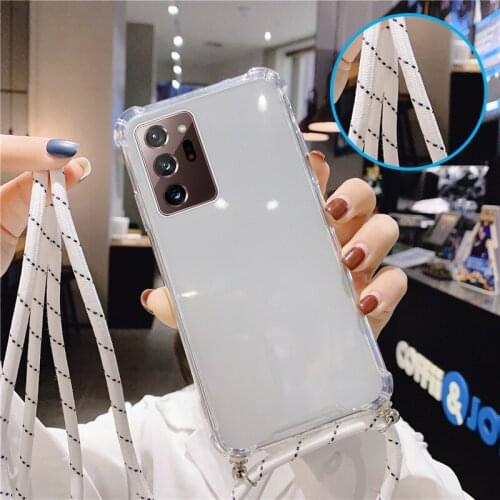 Luxury Lanyard Silicone Phone Case For Samsung Galaxy A72 A71 A52 A51 A32 A21S A20 A11 A12 M51 Ultra-thin Necklace Strap Funda