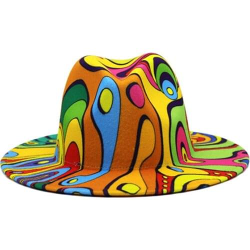 Hat fedora hat tie dyed Panama felt hat for women jazz hat church hat top cap british women fedoras hats for men шляпа женская
