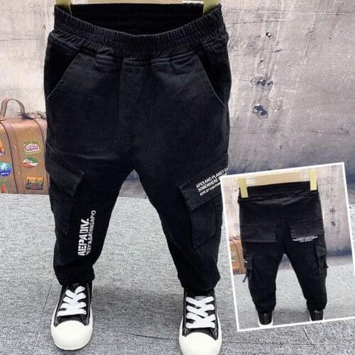 2 3 4 5 6 Years Toddler Boys Pants Autumn Winter Plus Velvet Big Pocket Casual Pants for Boy Elastic Waist Kids Trousers New