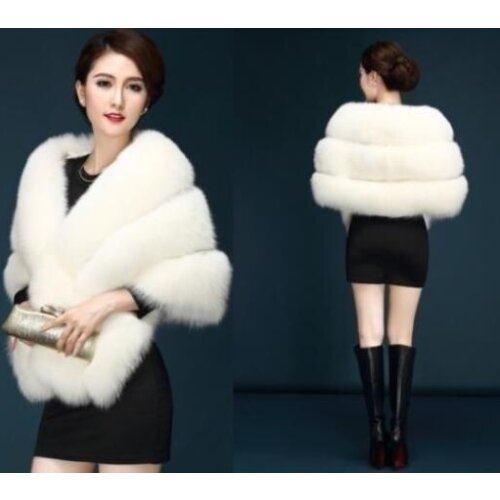 Bridal Shawl Stole Faux Fur Wrap Evening Dress Bolero Womens Winter Wedding Shawl Bridal Cloak