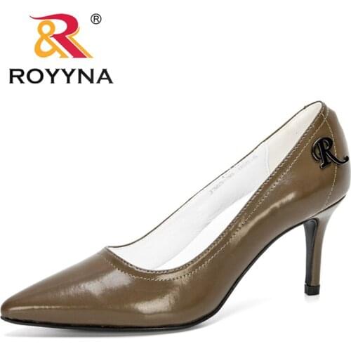 ROYYNA 2020 New Designers High Heels Shoes Women Simple Pointed Toe Ladies Party Shoes Shallow Fashion Wedding Pumps Feminimo