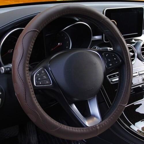 Universal Car PU Steering Wheel Cover Leather Anti-slip Skidproof Durable 38CM for Volkswagen Golf Polo