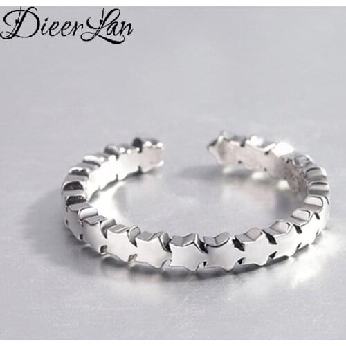 Boho Vintage 925 Sterling Silver Star Rings for Women Lover Finger Ring Valentines Day Gifts