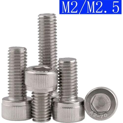 M2 x 0.4 / M2.5 x 0.45 2mm / 2.5mm 304 Stainless Steel SOCKET HEAD Caps Screws Allen Hex Socket Cap Head DIN 912 A2 / 70