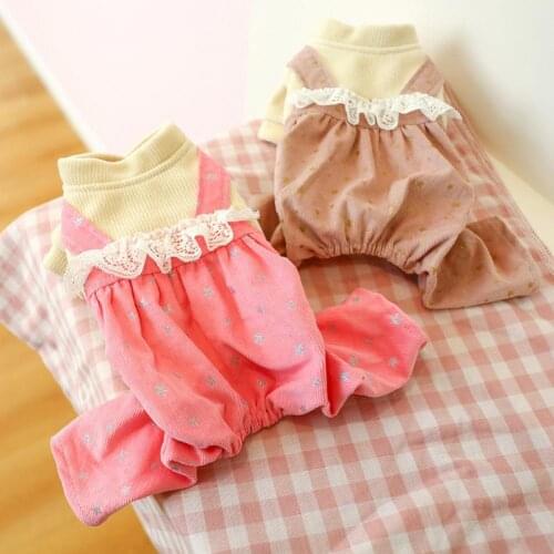 Pet Dog Jumpsuit Lace Cute Comfortable Pullover Dog Autumn Winter Warm Overalls for Pet Outfit for Small Medium Dog Supplies