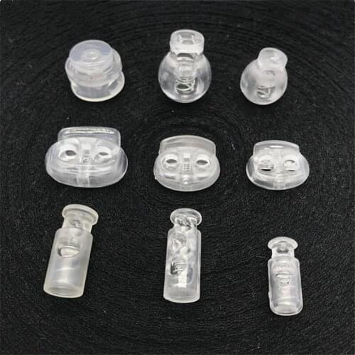 20Pcs Transparent Pig Nose Buckle Rope Elastic Adjustment Buckle DIY Craft Cord End Elasticity Sportswear Shoe Rope Sewing Clasp