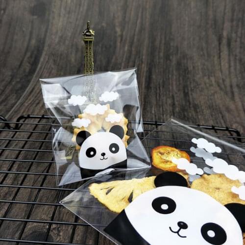 200pcs Panda Self-adhesive Plastic Bags Cookie Candy Biscuits Baking Packaging Wedding Birthday Party Baby Shower Gift Bag