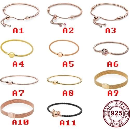 2020 New Original Pan Bracelet 925 Sterling Silver Retractable Classic Exquisite Watch Chain Suitable For Womens Jewelry