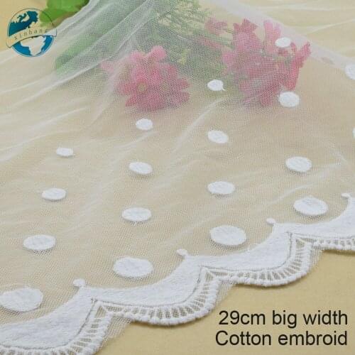 5yards 29cm white lace cotton embroid lace sewing ribbon fabric guipure diy trims warp knitting DIY Garment Accessories#3183