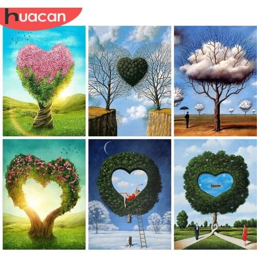 HUACAN Full Square/Round 5d Diamond Painting Tree Mosaic Nature DIY Diamond Embroidery Landscape Heart Home Decor Craft Kit