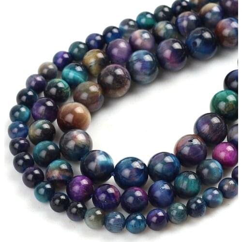 High Quality Multicolor Tiger Eye Stone Beads Natural Round Loose Spacer Beads For Jewelry DIY Making Bracelet Accessories 15