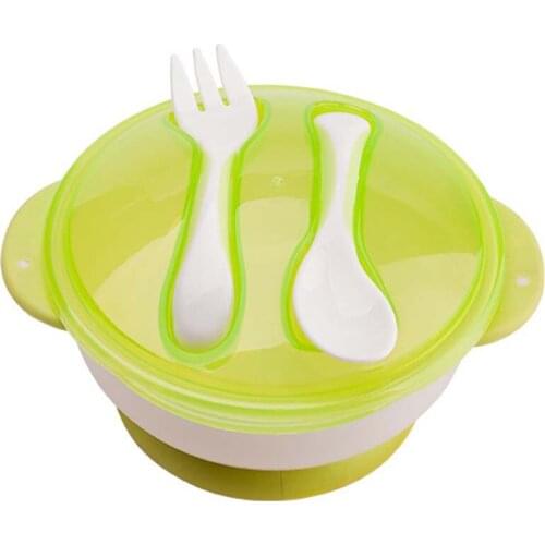 Baby Tableware Baby Learning Dishes With Suction Cup Assist Food Bowl Temperature Sensing Spoon Drop Baby Sucker Bowl Set