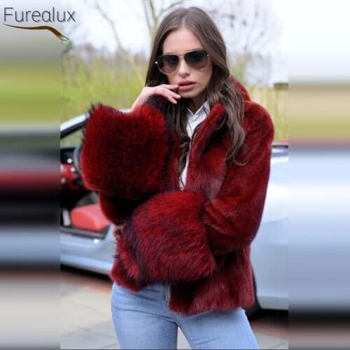 FUREALUX Winter Fashion Authentic Real Mink Fur Coat Elegant Thick Warm Jacket Leather Grass Short Womens Clothing Street Style