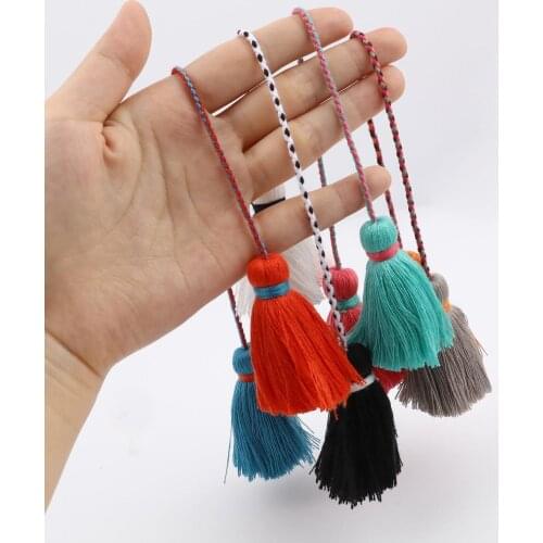 Bohemian Style Cotton Double Head Tassel Pendants Double Head Tassel Multicolor Charms DIY Making Keychain Jewelry 30cm,2PCs