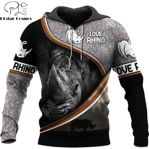 Animal Beautiful Rhino 3D Printed Autumn Men Hoodies Unisex Casual Pullover Zip Hoodie Streetwear sudadera hombre DW0505