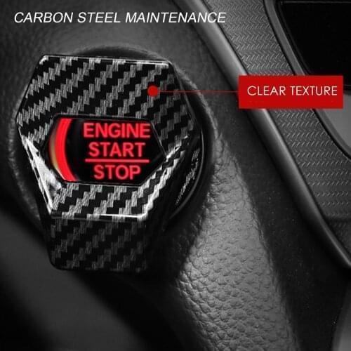 Button Switch Decor Stickers Car Engine Start Stop Button Cover Ring Ignition Start Stop Button Carbon Push Interior Accessories