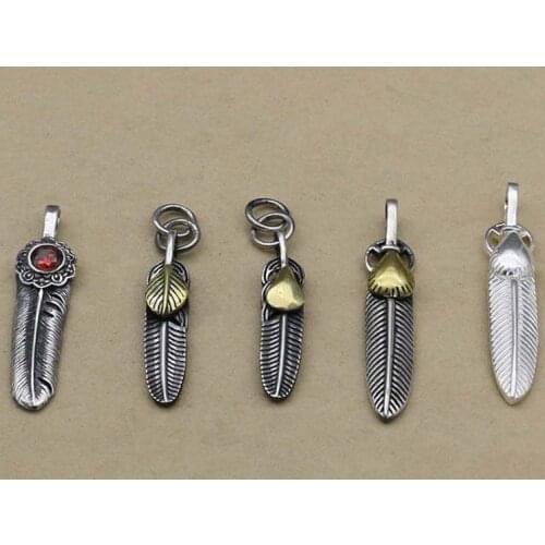 925 Sterling Silver Card National Thai Silver Feather DIY Necklace Accessorie Pendant