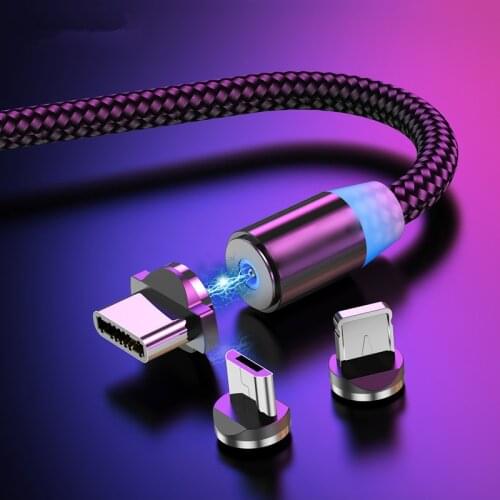 Magnetic Cable Lighting 2.4A Fast Charge Micro USB Cable Type C Magnet Charger 1M Braided Phone Cable for iPhone Xs Samsung Wire