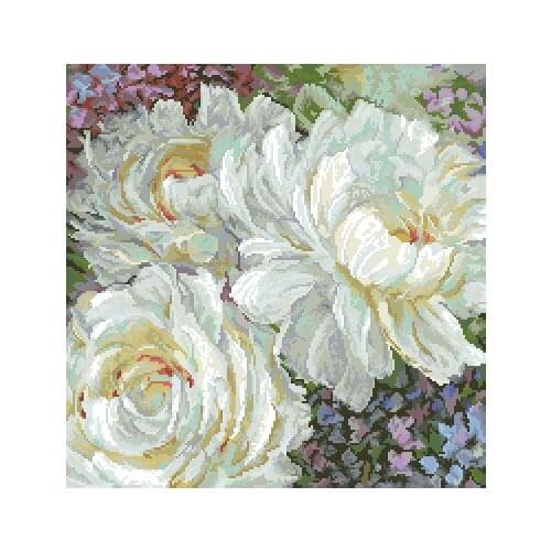 Three white roses 45-45 Cross Stitch Set Cross-stitch Kit Embroidery Needlework Craft Packages Cotton Fabric Floss