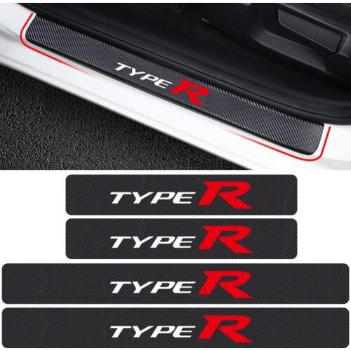 4Pcs Car sticker Carbon fiber Door Scuff Plate Car-Styling For Honda City CR-V XR-V HR-V Accord FIT Jazz Stream Crider Greiz