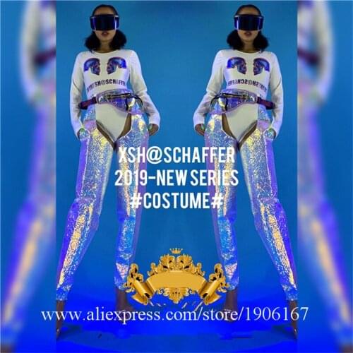 Nightclub Sexy Lady Party Glasses Clothes Stage Dance Wears Halloween Christmas Ballroom Women Stage Show DS Costume