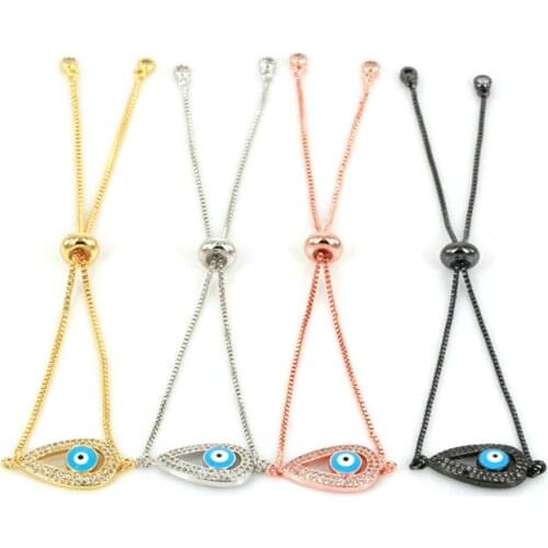 2017 New Style Gold Evil Eye Bracelet Pave CZ Blue Eye Gold Chain Bracelet Fashion Charm Bracelets for Women DIY Jewelry