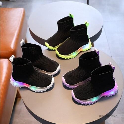 New Fashion Kids Sports Shoes Leisure Sets of Feet Boys Girls Short Boots Outdoor Non-slip Knitting Childrens Running Sports LE