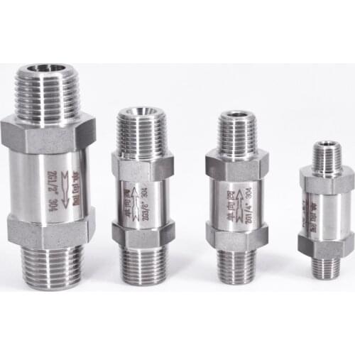 1/8" 1/4" 3/8" 1/2" BSP NPT Male To Male One Way Check Valve Non-return Inline 304 Stainless Steel