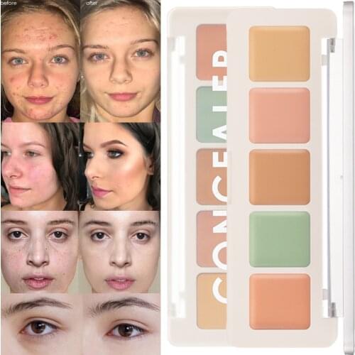 5-color Concealer Palette Face Foundation Easy To Blend Waterproof Long Lasting Cover Acne Blemishes Dark Circles Cosmetics