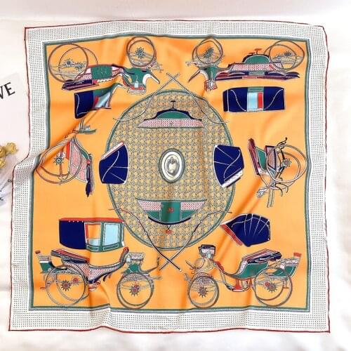 90*90cm New Style All-match Vintage Carriage Twill Weave Silk Large Square Scarf Womens Fashion Shawl Scarf women