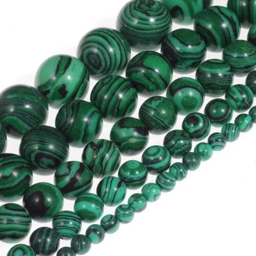 Malachite Loose Beads Natural Gemstone Smooth Round for Jewelry Making