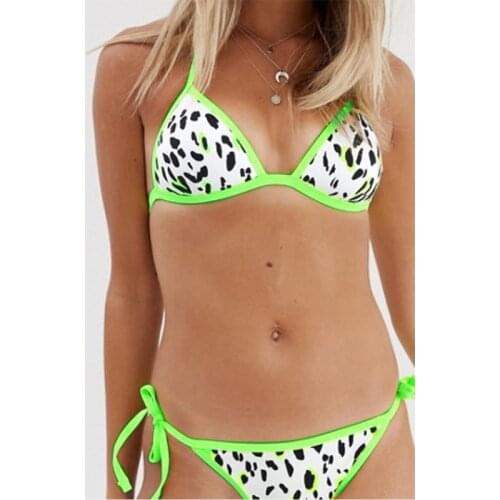 Sexy vintage neon yellow green fused on sale wire free brand girl bikinis set low waist 2019 women x27s swimsuit swimwear
