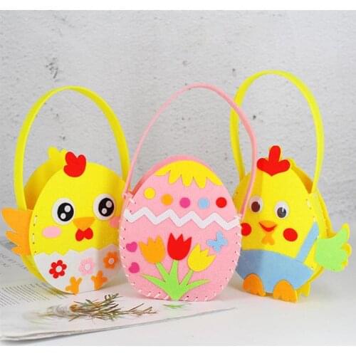 Easter Eggs Hunt Bags Easter Tote with Chick and Bunny Shape Easter Party Supplies Candy Bag DIY handmade Toy Storage